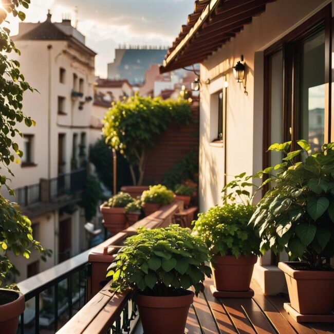 Taras zabezpieczony przed silnymi podmuchami wiatru