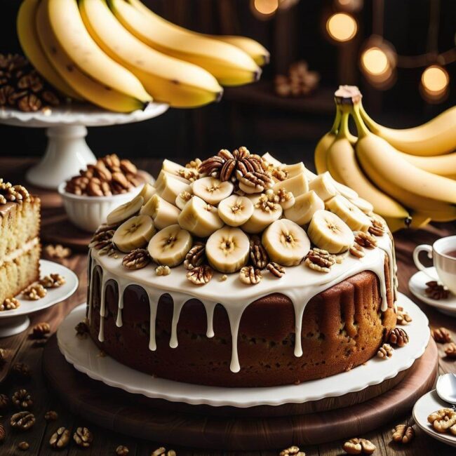 Zdrowe ciasto z bananami i orzechami włoskimi